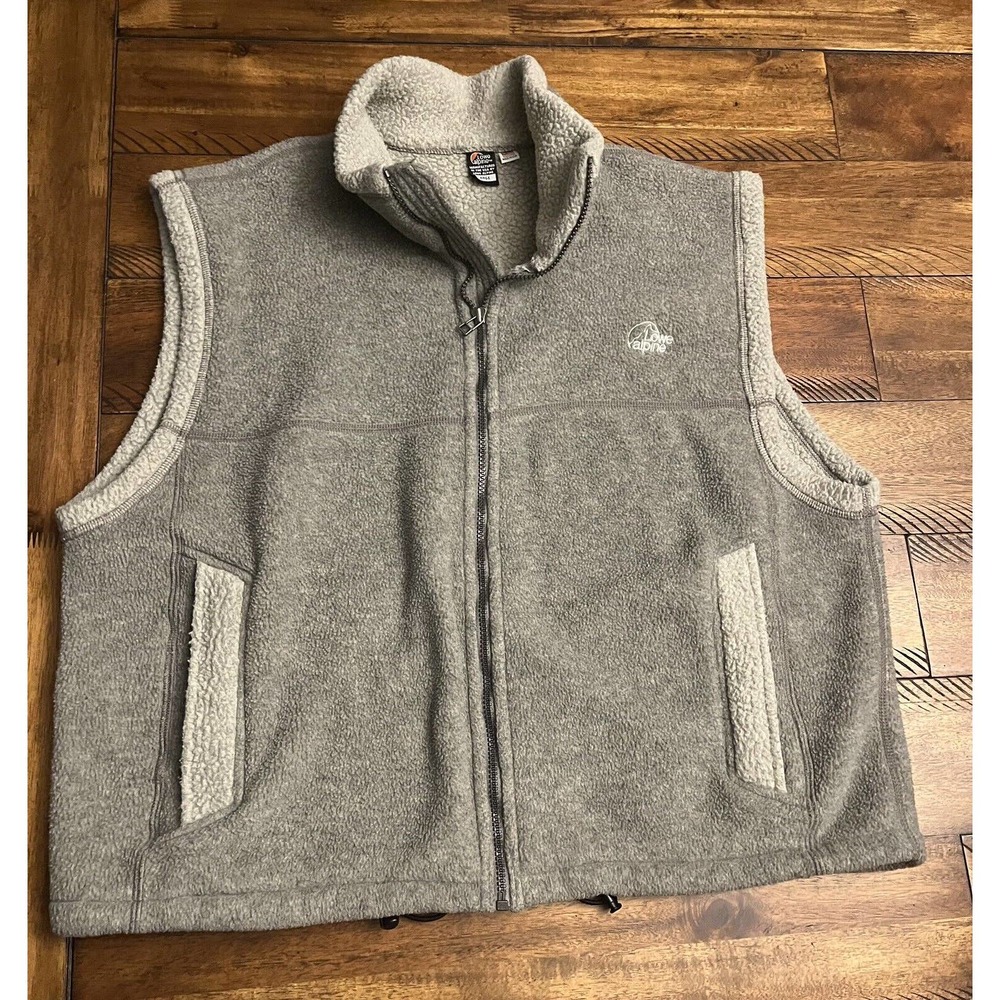 Lowe Alpine Sherpa USA Made Gray Tan Warm Vest w/ Zippered Pockets Men’s LARGE